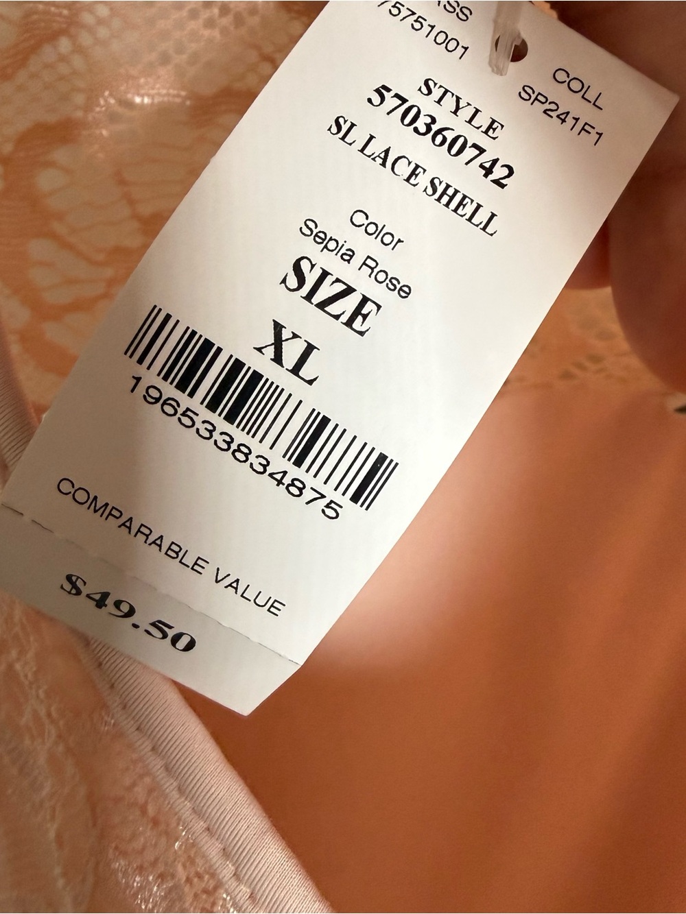NWT WHBM White House Black Market Sepia Rose Lace Sleeveless Blouse Top XL - Picture 7 of 7